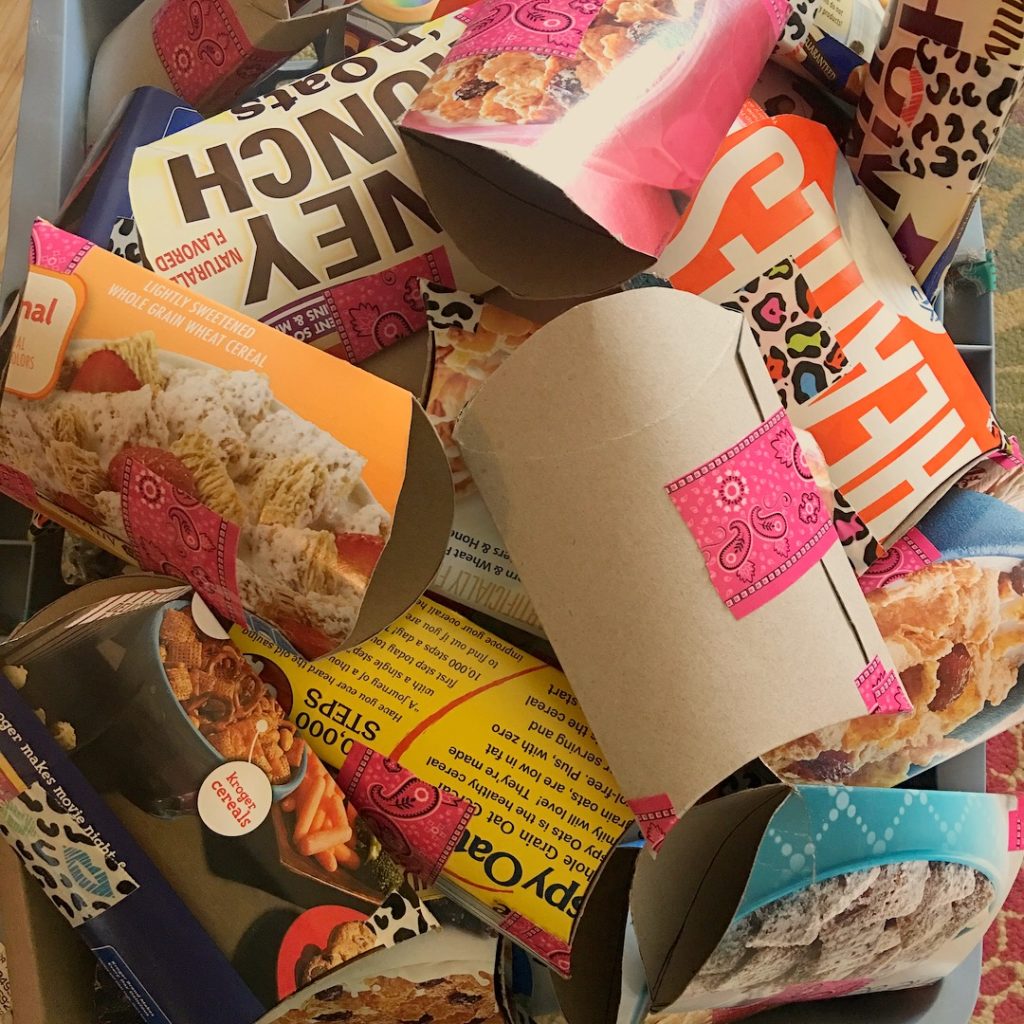 Packaging made out of cereal boxes